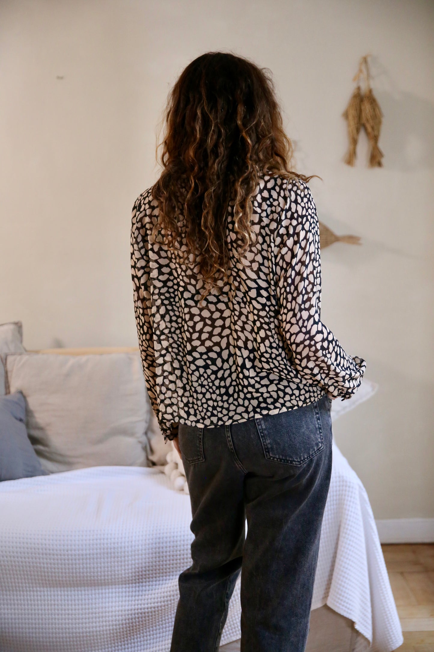 Blusa Isa Print blanco-negro