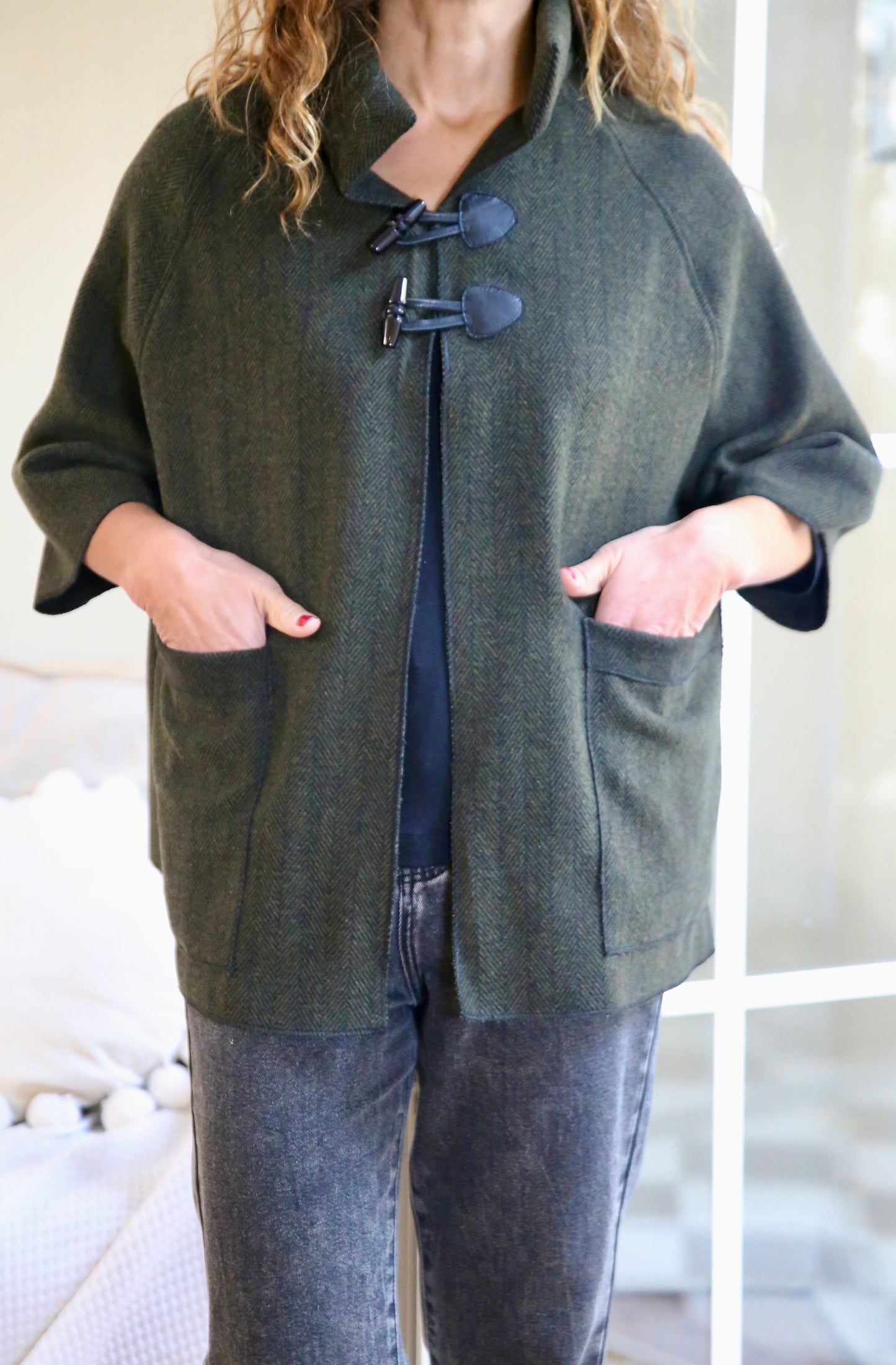 Chaqueta Sol Verde botella (paño 100% lana)