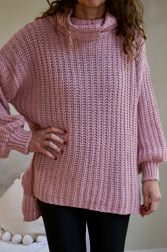 Tejido Violeta Cuello Rosa