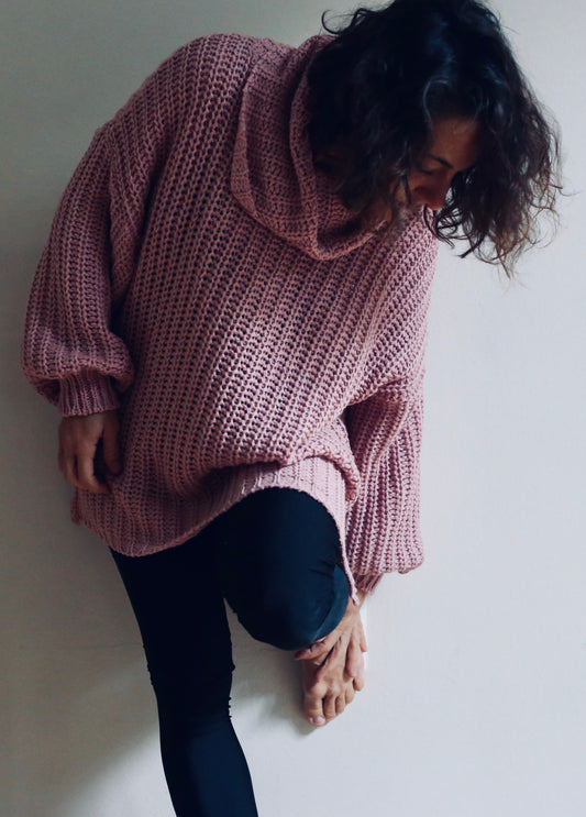 Tejido Violeta Cuello Rosa