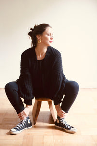 Tejido Violeta Cardigan Negro
