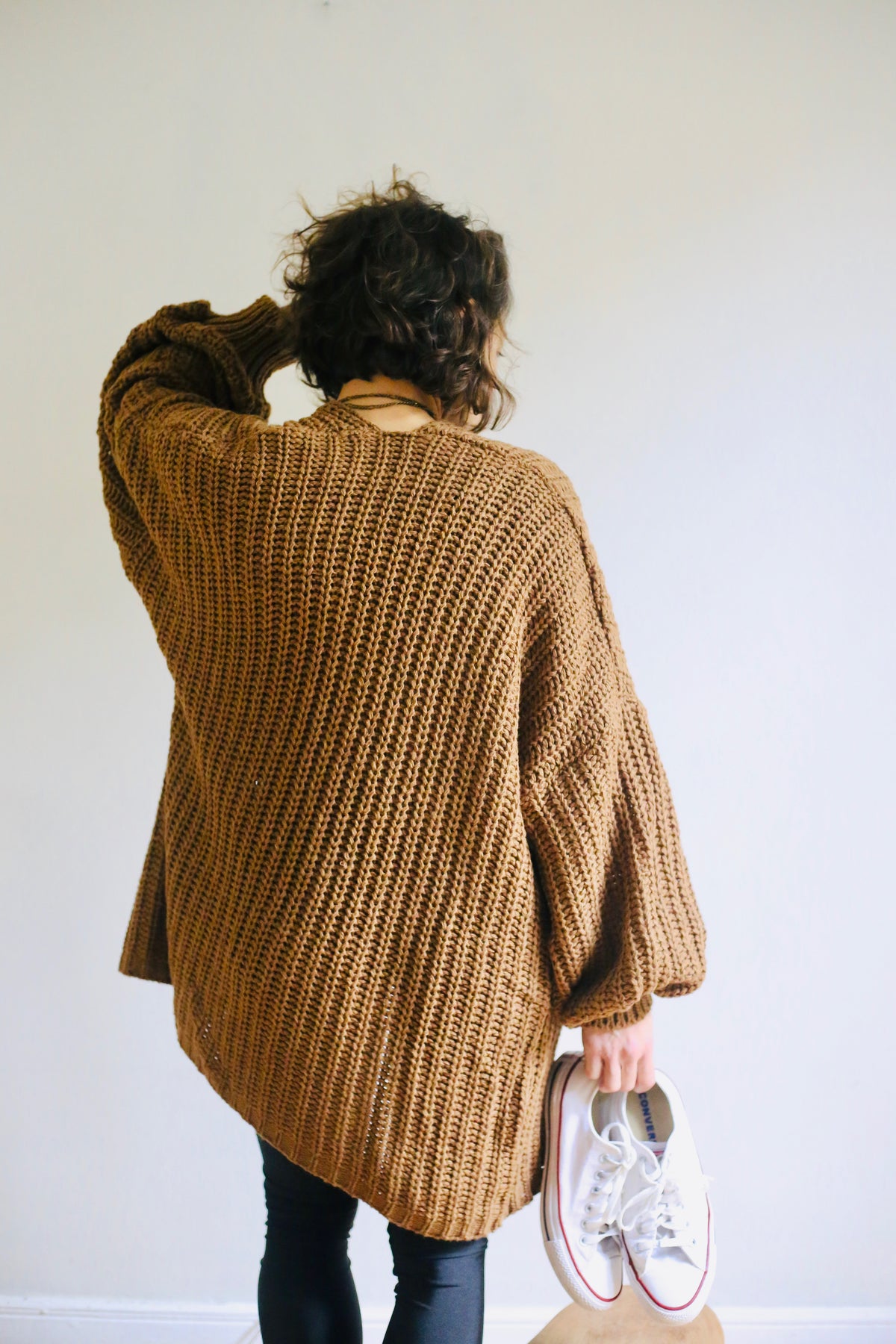 Tejido Violeta Cardigan Tostado