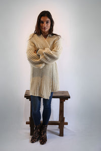 Tejido Violeta Cardigan Crudo