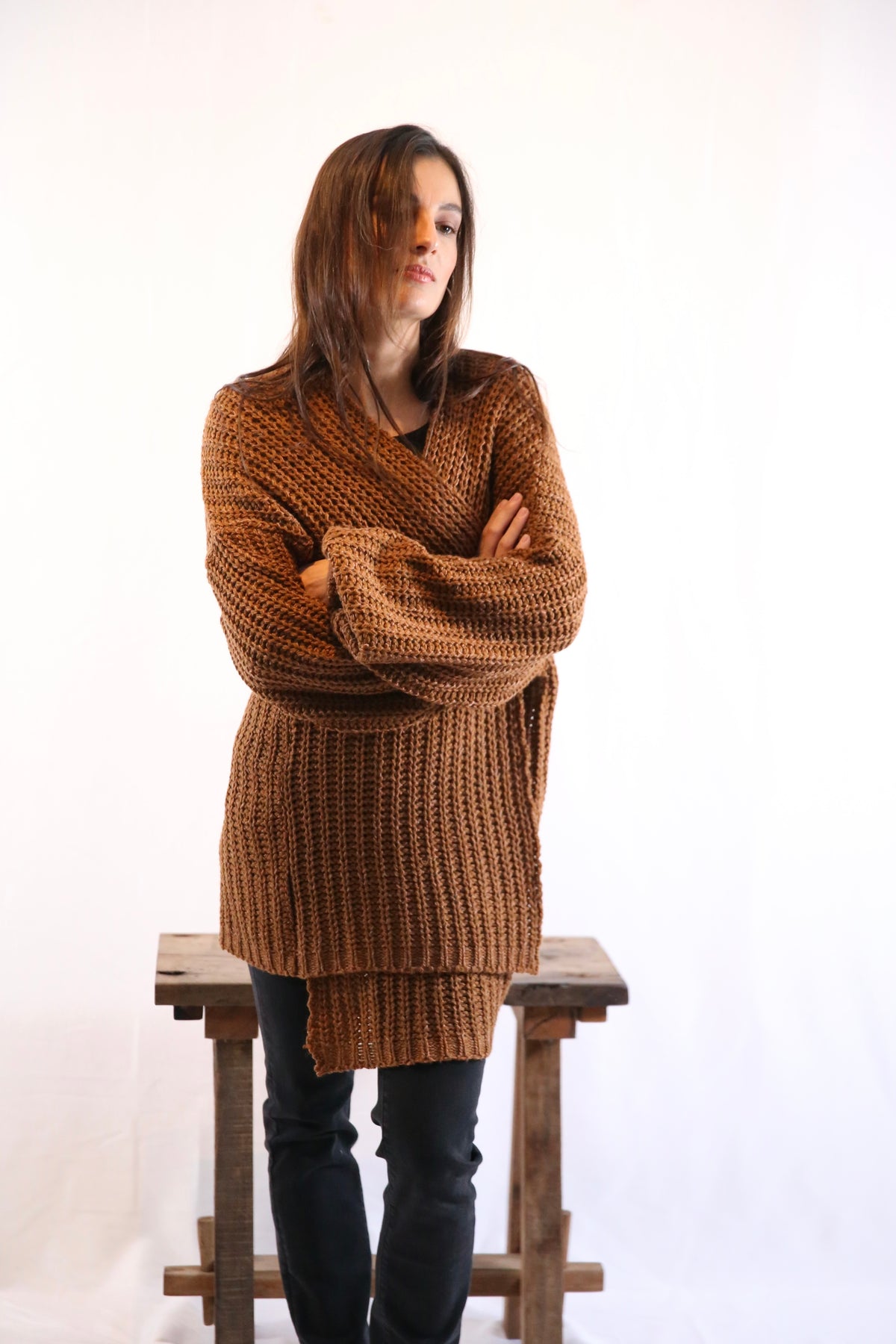 Tejido Violeta Cardigan Tostado