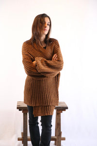 Tejido Violeta Cardigan Tostado