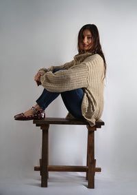 Tejido Violeta Cuello Alto Beige