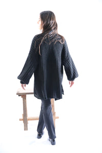 Tejido Violeta Cardigan Negro
