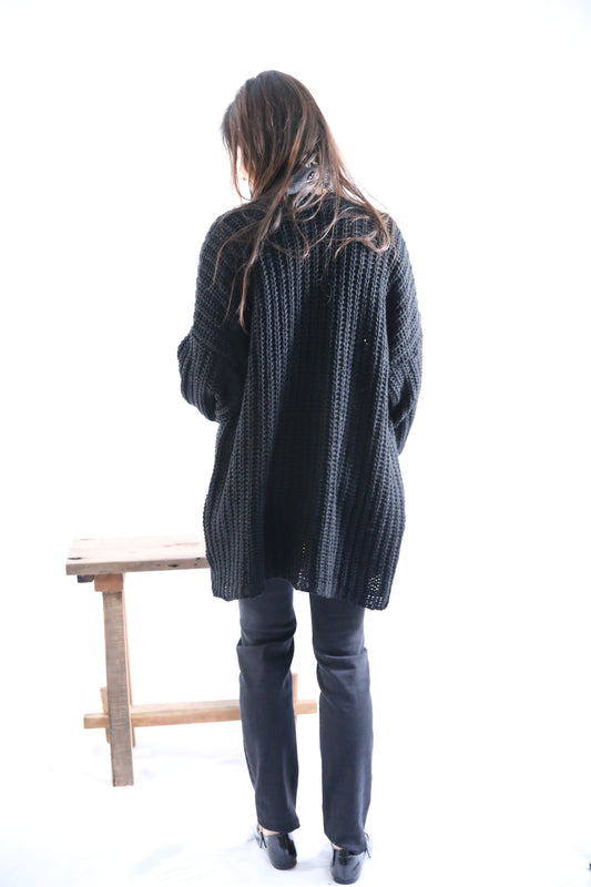 Tejido Violeta Cardigan Negro