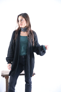 Tejido Violeta Cardigan Negro